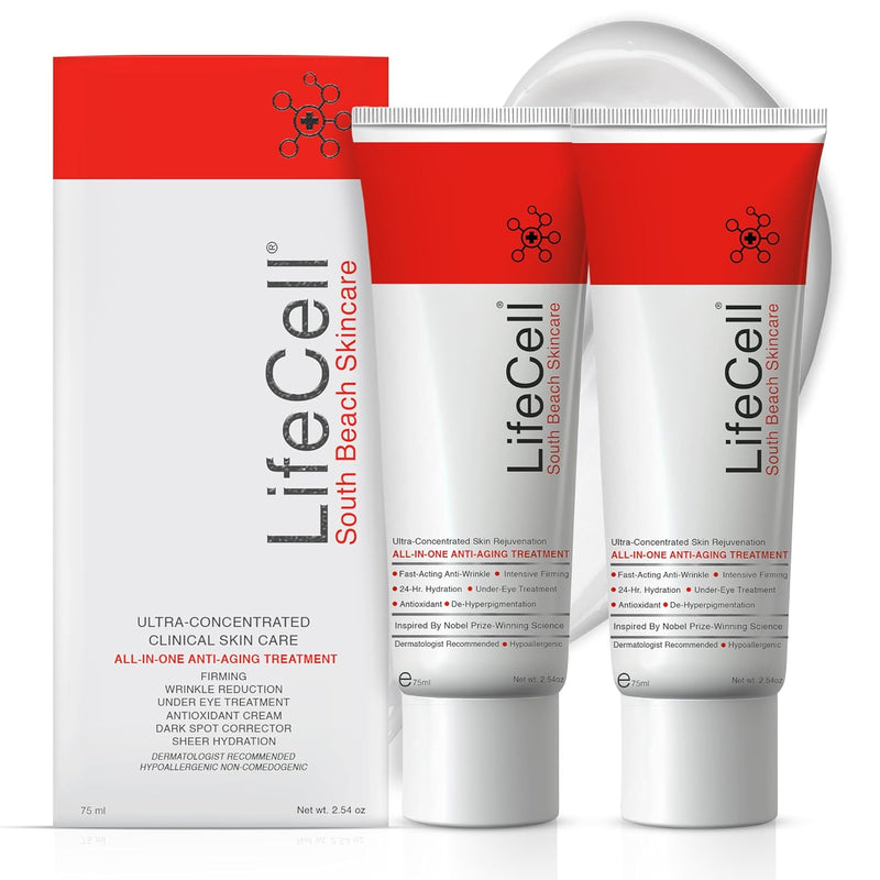LifeCell All In One Anti-Aging Cream ( 2 pack ) – Reduces Wrinkles, Fine Lines, Dark Circles & Sun Damage – Retinol, Vitamin C, DMAE