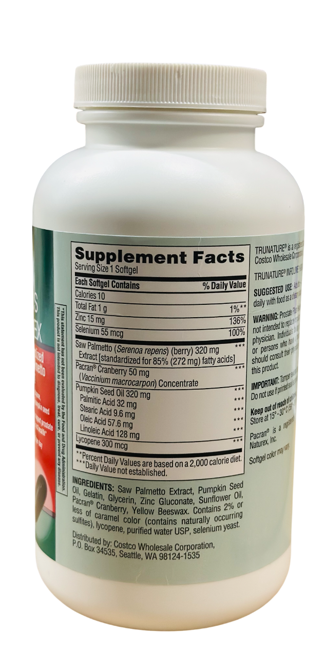 Trunature Prostate Plus Health Complex - 250 Softgels, 320mg