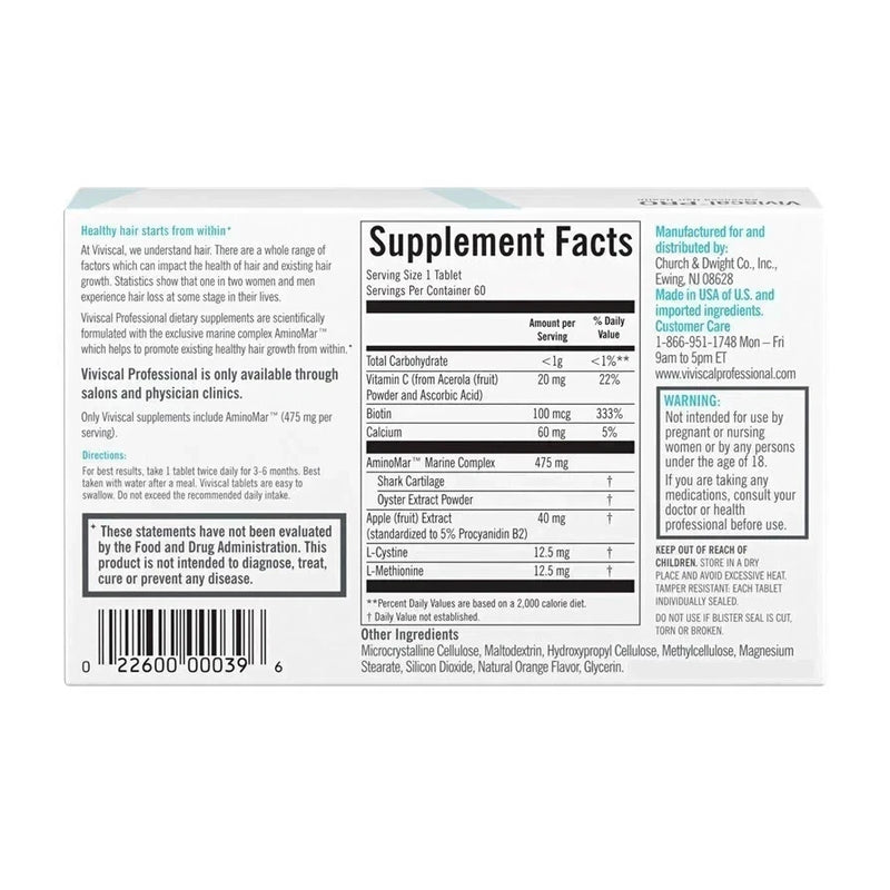 100%❤️Authentic VIVISCAL, PROFESSIONAL PRO Hair Growth 180 tablets pills 04/2027